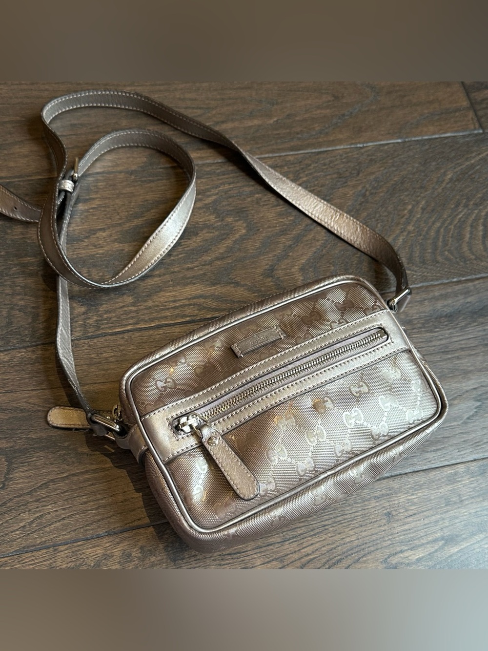 Gucci GG Imprime Camera Cross Bag Crystal Shinny Coating